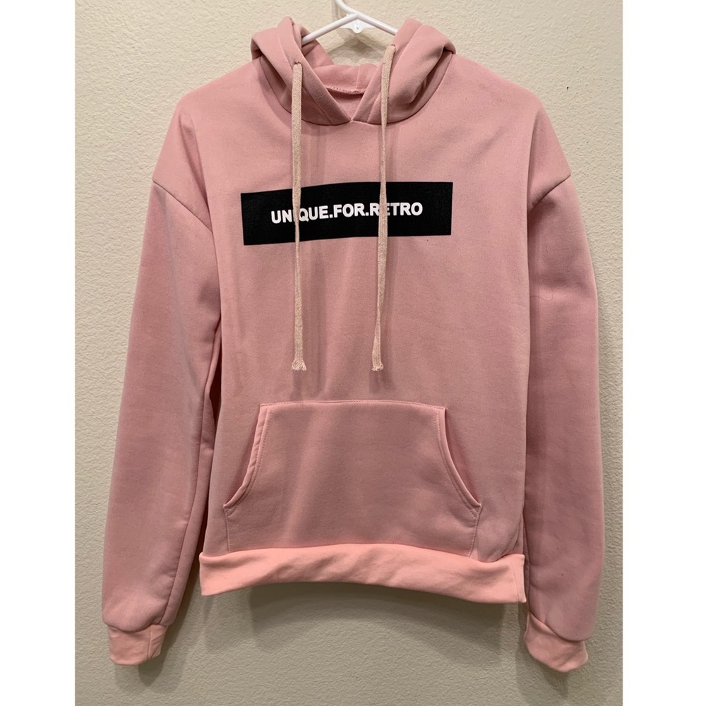Pink pullover hoodie: UNIQUE FOR RETRO - Picture 3 of 4